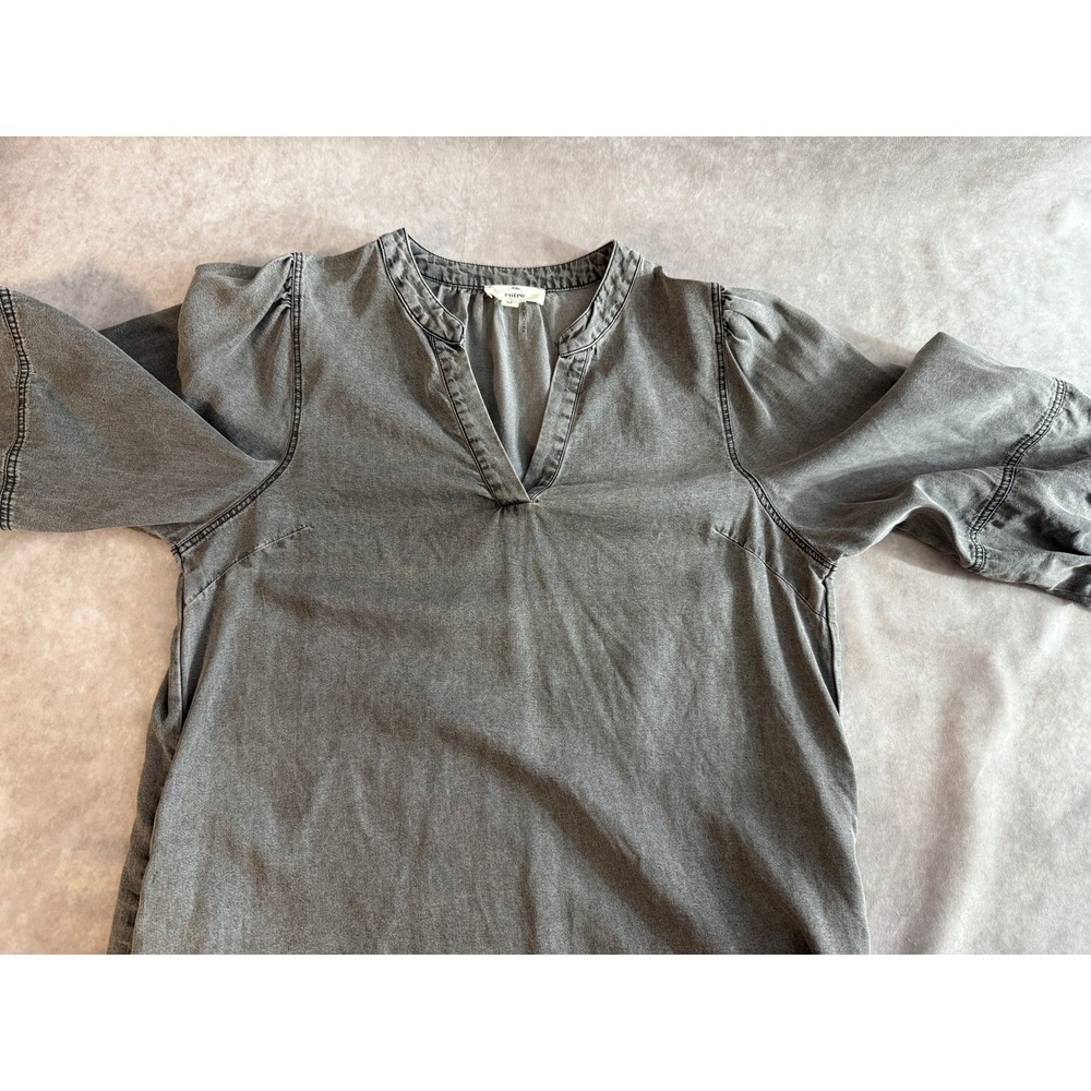 Entro Women's Gray Chambray Tunic‎ Dress Size M Western Chic Prairie Country - Picture 15 of 15